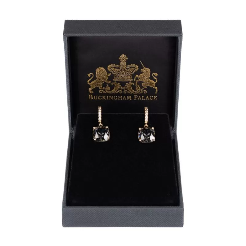 Black Square Crystal Earrings*Royal Collection Shop Shop