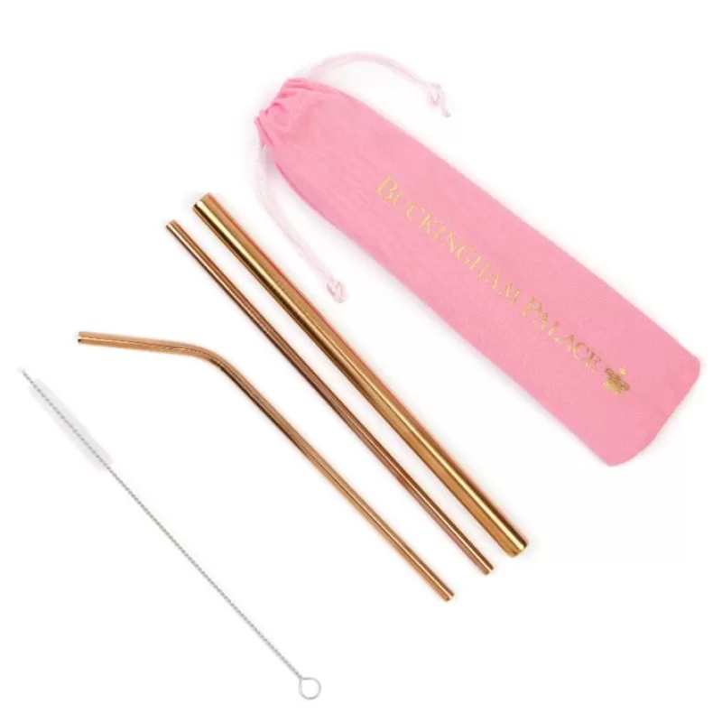 Buckingham Palace Reusable Metal Straws In Pink Bag*Royal Collection Shop Outlet