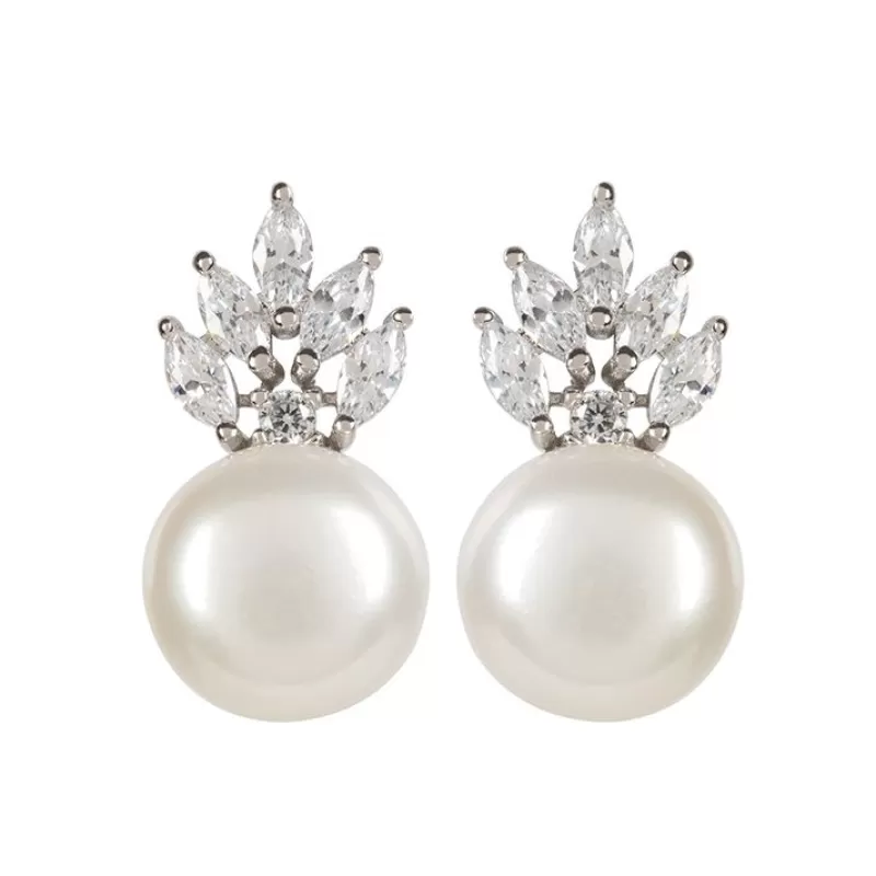 Crown And Pearl Stud Earrings*Royal Collection Shop Best