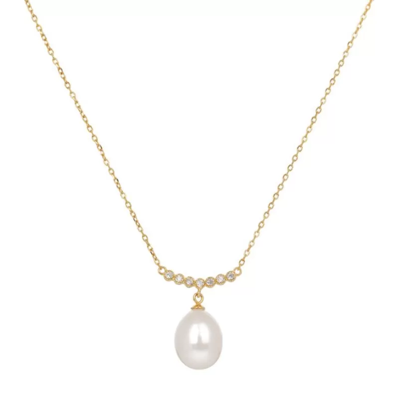 Gold Crescent Pearl Drop Necklace*Royal Collection Shop Flash Sale