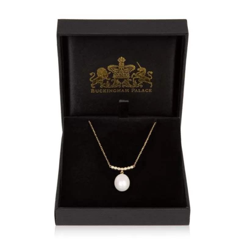 Gold Crescent Pearl Drop Necklace*Royal Collection Shop Flash Sale