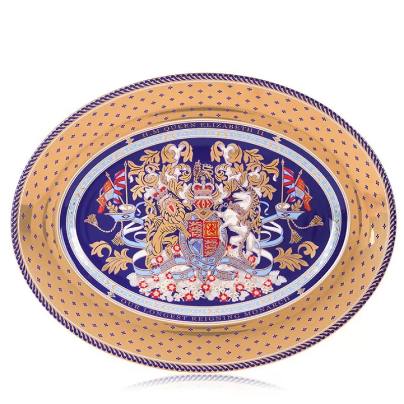 Longest Reigning Monarch Oval Charger*Royal Collection Shop Outlet