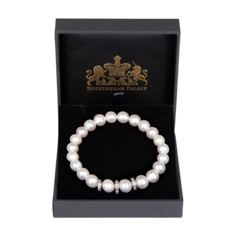 Pearl And Crystal Disc Bracelet*Royal Collection Shop New