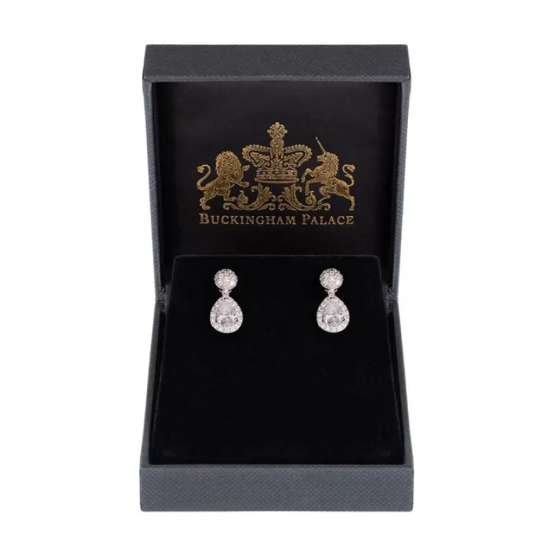 Silver Drop Teardrop Earrings*Royal Collection Shop Store