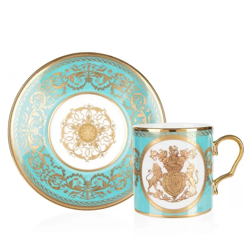 Special Edition Lustre Pink And Green Coffee Cup And Saucer*Royal Collection Shop Clearance