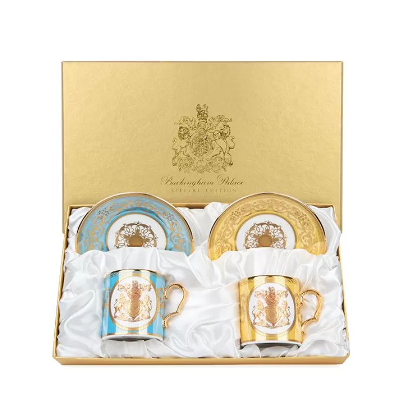 Special Edition Lustre Turquoise And Yellow Coffee Cup And Saucer*Royal Collection Shop Clearance