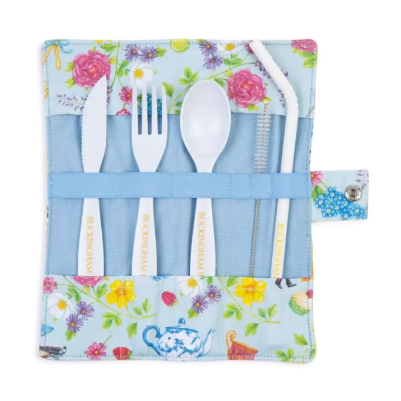 The Summertime Blue Bamboo Cutlery Wrap*Royal Collection Shop Discount