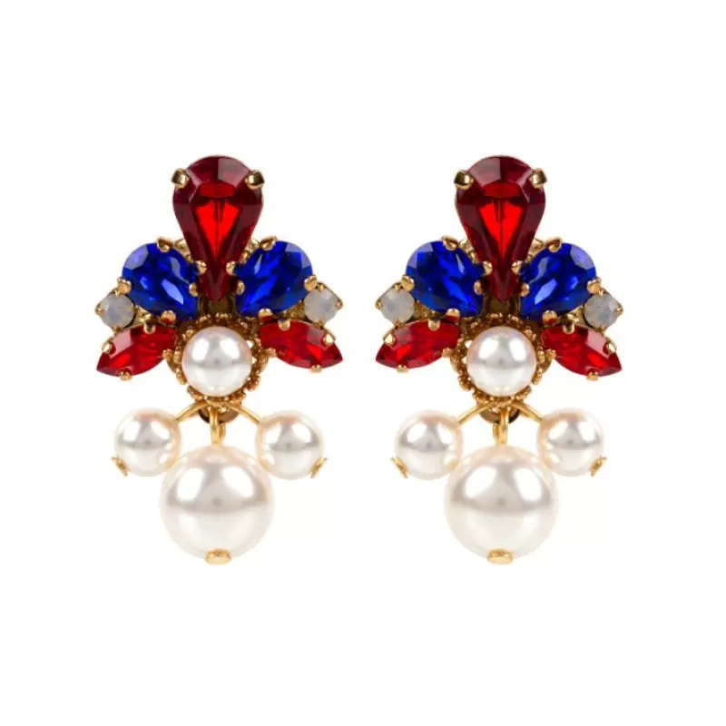 Vicki Sarge Red, White And Blue Pearl Drop Earrings*Royal Collection Shop Best